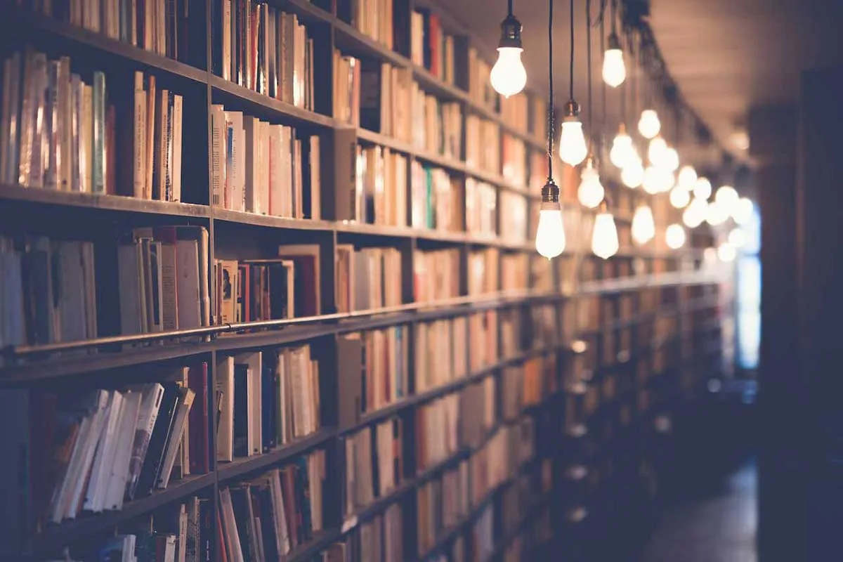 introverted thinking Ti library-books with moody lighting