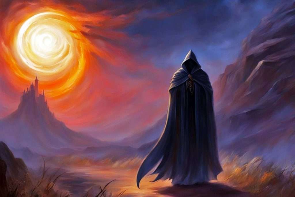 The Shadow Archetype Unveiling Your Dark Side, A dark figure lurks behind a person, casting a long shadow. Sinister eyes and a menacing grin are barely visible in the darkness